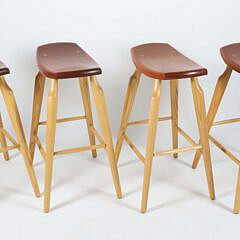 Set of Four Stephen Swift Cherry and Ash Bar Stool
