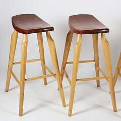 Set of Four Stephen Swift Cherry and Ash Bar Stool