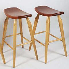 Set of Four Stephen Swift Cherry and Ash Bar Stool