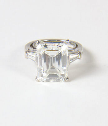 Platinum 7.83ct Emerald Cut Diamond Ring