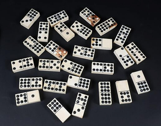 Group of 27 Vintage Bone Dominoes