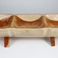 Contemporary Fruitwood Three-Compartment Footed Bowl