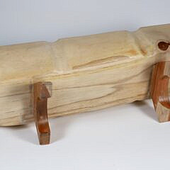 Contemporary Fruitwood Three-Compartment Footed Bowl