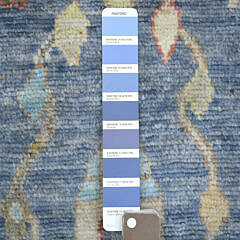 Denim Blue Angora Oushak Hand Knotted Blue Wool Oriental Carpet Runner
