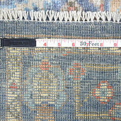 Denim Blue Angora Oushak Hand Knotted Blue Wool Oriental Carpet Runner