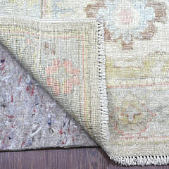 Oyster White Angora Oushak Hand Knotted Wool Oriental Carpet Runner