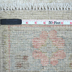 Oyster White Angora Oushak Hand Knotted Wool Oriental Carpet Runner