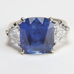 28-5635 7.93ct Cushion Cut Sapphire Diamond Ring A IMG_9997
