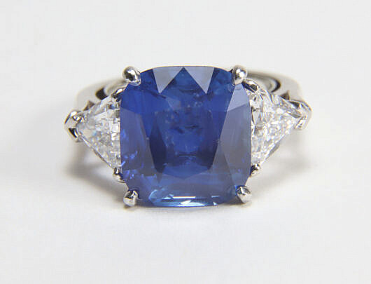 28-5635 7.93ct Cushion Cut Sapphire Diamond Ring A IMG_9997