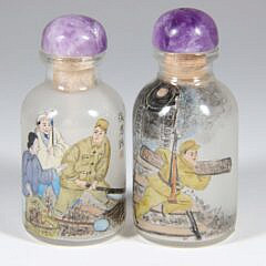 Pair of Inside Painted Snuff Bottles, Republic Period 20th Century