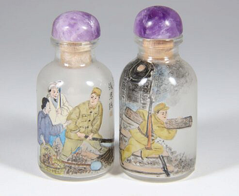 Pair of Inside Painted Snuff Bottles, Republic Period 20th Century