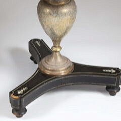 Antique Indian Brass and Ebony Marquetry Side Table