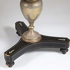 Antique Indian Brass and Ebony Marquetry Side Table