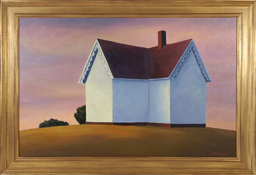 Joan Albaugh "Victorian House at Sunset" Oil on Panel