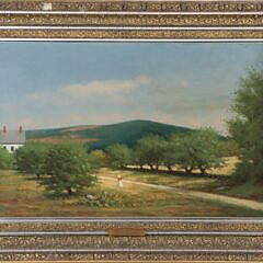 Charles D. Cahoon Oil on Lined Canvas "Three Lined Road to a Cape Cod Homestead",