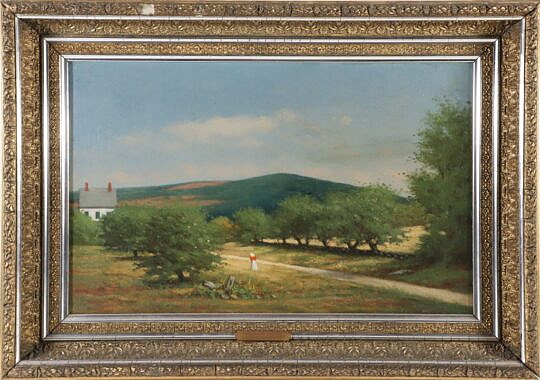 Charles D. Cahoon Oil on Lined Canvas "Three Lined Road to a Cape Cod Homestead",