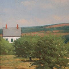 Charles D. Cahoon Oil on Lined Canvas “Tree Lined Road to a Cape Cod Homestead”