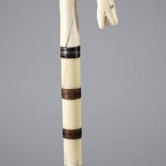 Whaleman Made Snake Head and Wood Shaft Walking Stick, 19th Century