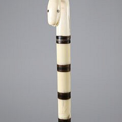 Whaleman Made Snake Head and Wood Shaft Walking Stick, 19th Century