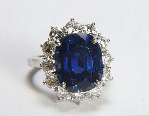 30-5635 7.50ct Cushion Cut Blue Sapphire Diamond Ring A IMG_0004