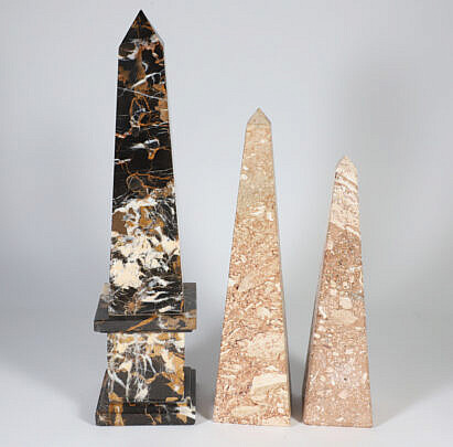 Three Vintage Stone Obelisks