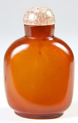 Chinese Butterscotch Amber Glass Snuff Bottle, Qing Dynasty