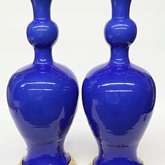 Pair of Custom Christopher Spitzmiller, Inc. Cobalt Blue Porcelain Lamps