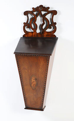English Shell Inlaid Pipe Wall Box, 18th Century