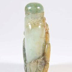 Chinese Relief-Carved Jade Snuff Bottle, Qing Dynasty