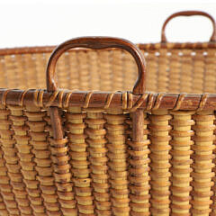 Fine Large Captain Thomas James Double Heart Handle Nantucket Basket