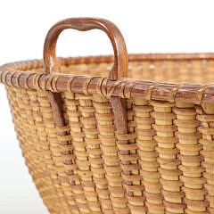 Fine Large Captain Thomas James Double Heart Handle Nantucket Basket