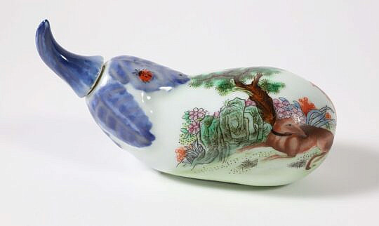 Chinese Porcelain "Eggplant" Snuff Bottle, 20th Century