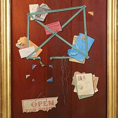 Gayle Blair Tate Oil on Board “Trompe L’Oeil with Postage”