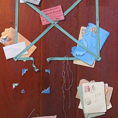 Gayle Blair Tate Oil on Board “Trompe L’Oeil with Postage”