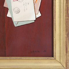 Gayle Blair Tate Oil on Board “Trompe L’Oeil with Postage”