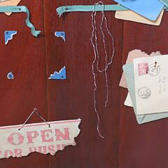 Gayle Blair Tate Oil on Board “Trompe L’Oeil with Postage”
