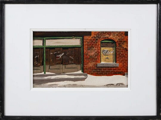 John Austin Tempera on Board "Hartford Store Front" circa 1979