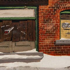 John Austin Tempera on Board “Hartford Store Front” circa 1979