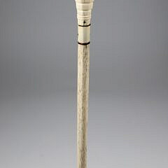 Whaleman Made Capstan Grip Whale Bone Shaft Cane, 19th Century