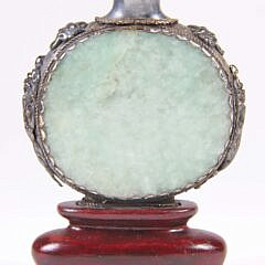 Chinese “Snowflake” Jade and Silver Snuff Bottle, Qing Dynasty