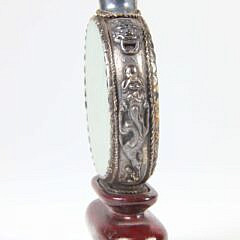 Chinese “Snowflake” Jade and Silver Snuff Bottle, Qing Dynasty