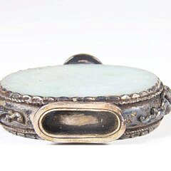 Chinese “Snowflake” Jade and Silver Snuff Bottle, Qing Dynasty