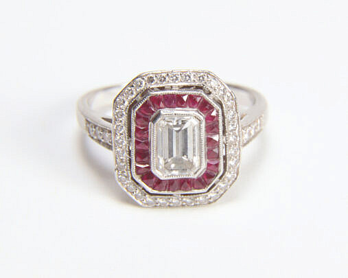 4141-3030 Art Deco Platinum Diamond Ruby Cocktail Ring A IMG_9995