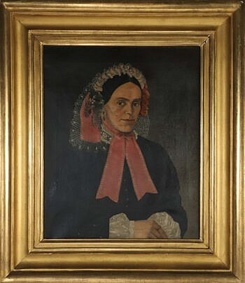 American Primitive Oil on Canvas "Portrait of a Woman"