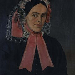 American Primitive Oil on Canvas “Portrait of a Woman”