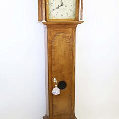 Michael Kinney Tiger Maple Grandfather’s Clock, circa 1989