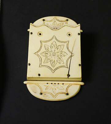 Carved Antique Whale Ivory Sailor Made Wall Pocket 19th Century