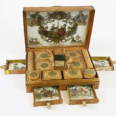 French Prisoner of War Straw Marquetry Necessaire De Voyage circa 1800