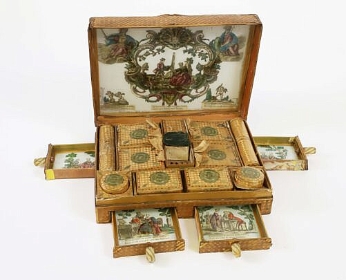 French Prisoner of War Straw Marquetry Necessaire De Voyage circa 1800