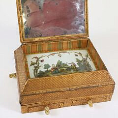 French Prisoner of War Straw Marquetry Necessaire De Voyage, circa 1800